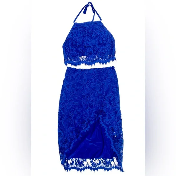 For Love and Lemons Maui Waui Blue Lace Skirt Set - Picture 3 of 16